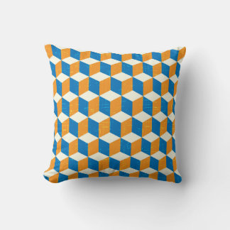 Retro isometric cubes, geometric illusion throw pillow
