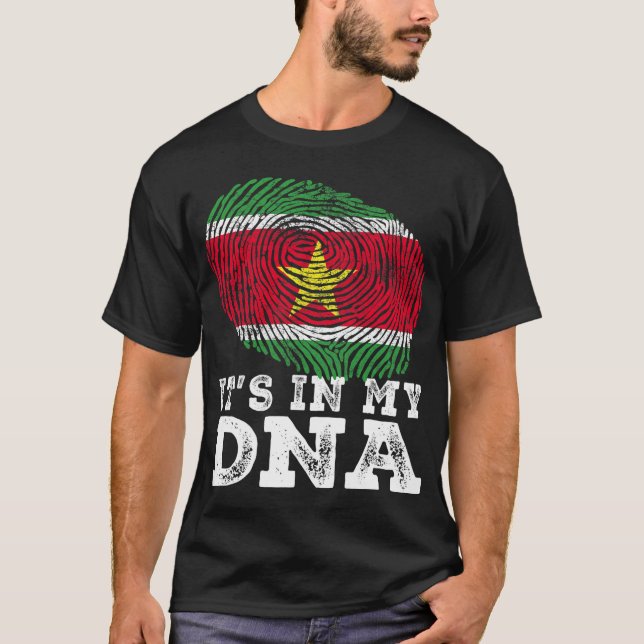 Retro It_s In My DNA Suriname Flag Fingerprint T-S T-Shirt (Front)