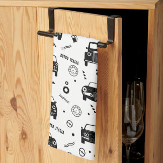 Retro Italia Car Pattern Kitchen Towels