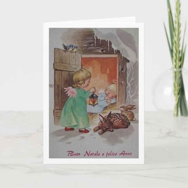 Retro Italian Christmas and New Year Greeting Card (Front)