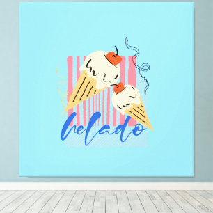 Retro Italian Ice Cream Cones Canvas Print