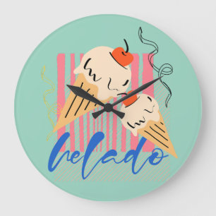 Retro Italian Ice Cream Cones Large Clock