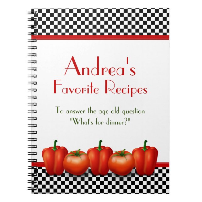 Retro Italian Kitchen Personalized Recipe Notebook (Front)