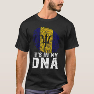 Retro It's In My Dna Fingerprint Barbados Flag T-Shirt