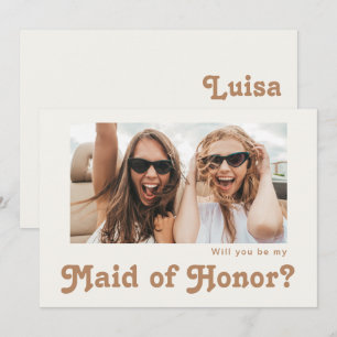 Retro Ivory Photo Maid of Honour Proposal Card