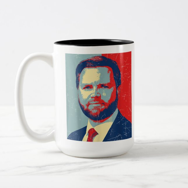 Retro J.D. Vance for President 2028 Vance 2028 Two-Tone Coffee Mug (Left)