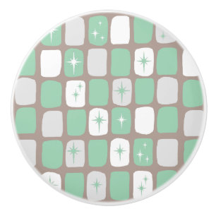 Retro Jade Starbursts Ceramic Knob