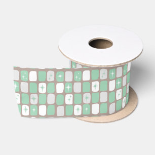 Retro Jade Starbursts Satin Ribbon