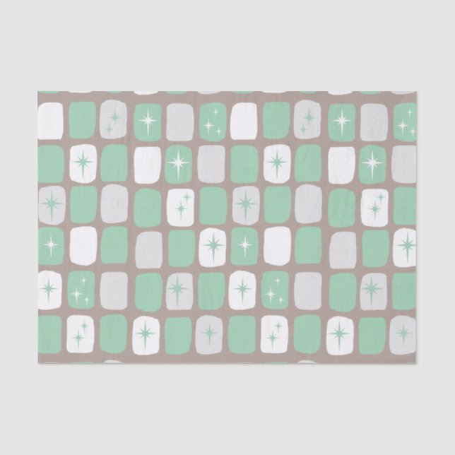 Retro Jade Starbursts Tissue Paper (Front)