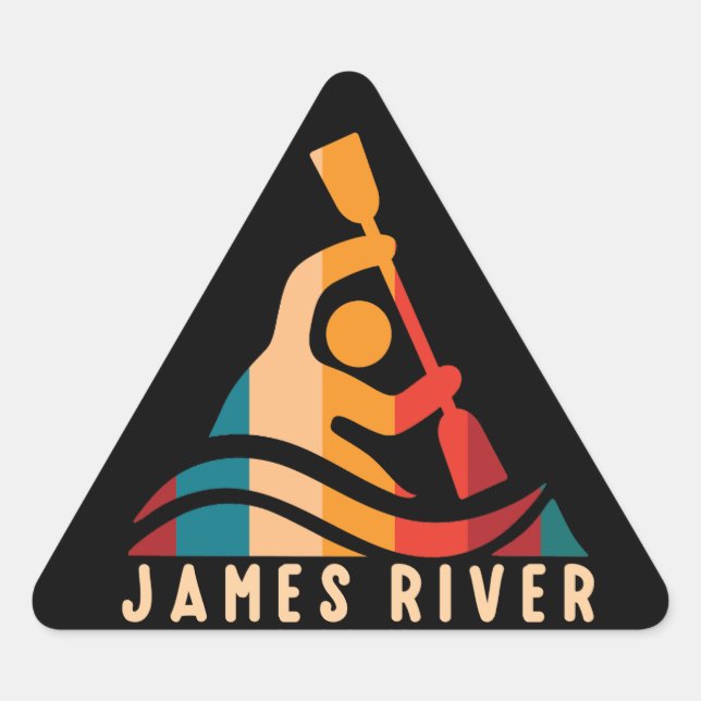 Retro James River Kayaking Triangle Sticker (Front)