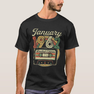Retro January 1962 Cassette Tape 60Th Birthday Dec T-Shirt
