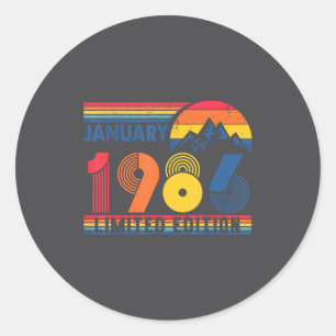 Retro January 1986 Limited Edition 40 Year Old 40t Classic Round Sticker