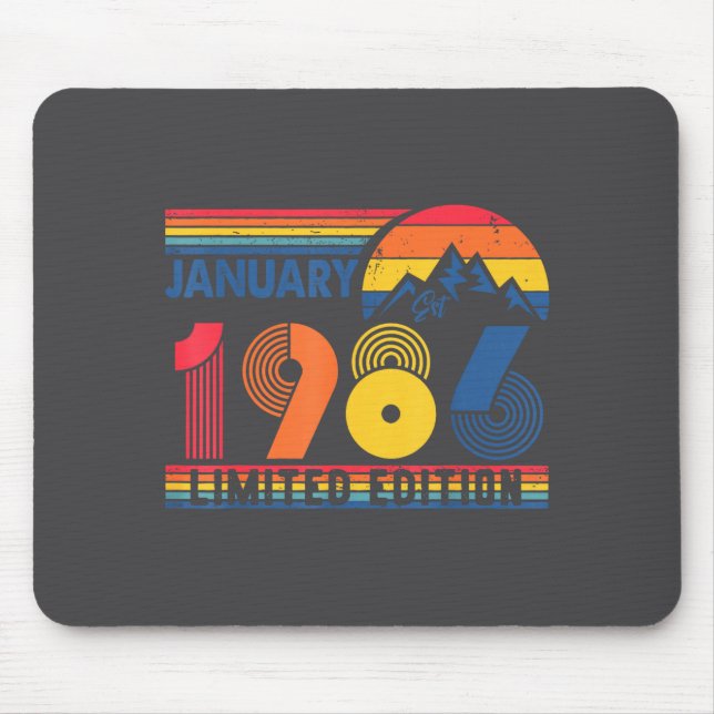 Retro January 1986 Limited Edition 40 Year Old 40t Mouse Pad (Front)