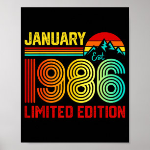 Retro January 1986 Limited Edition 40-year-old 40t Poster