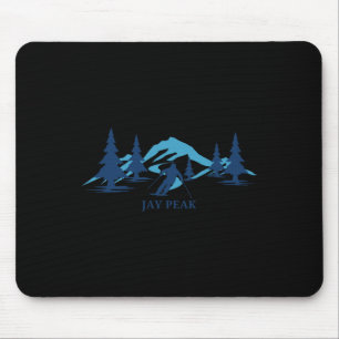 Retro Jay Peak Vermont Skiing Skier Blue Mountains Mouse Pad