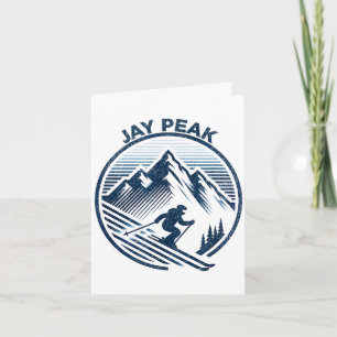 Retro jay peak vermont skiing skier blue vintage card