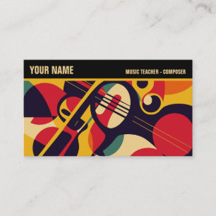 Retro Jazz Abstract Music Professional Business Card