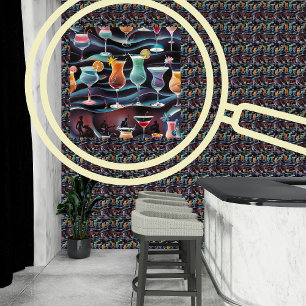 Retro Jazz & Cocktails Man Cave Decor Peel & Stick Wallpaper