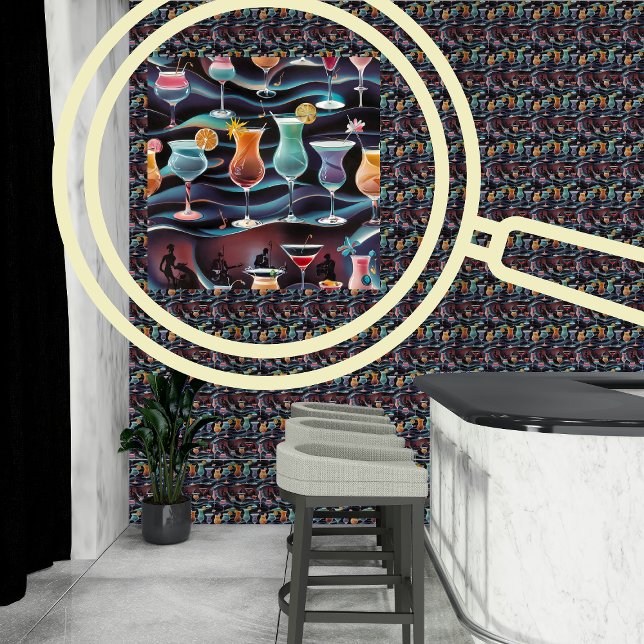 Retro Jazz & Cocktails Man Cave Decor Peel & Stick Wallpaper (Creator Uploaded)