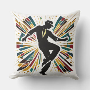 Retro Jazz Dance Art Stylish Colourful Chic Elegan Throw Pillow