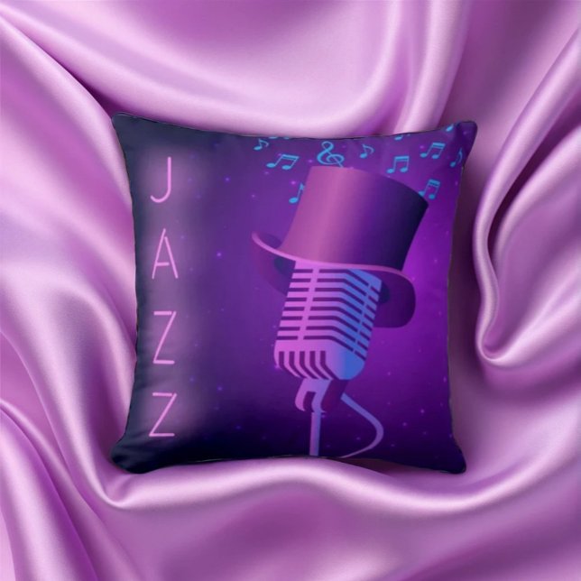Retro Jazz Throw Pillow with Microphone (Creator Uploaded)