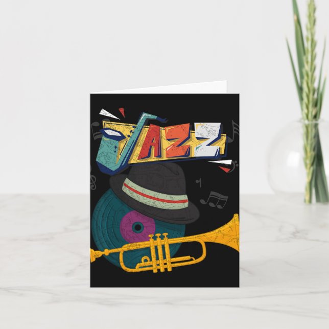 Retro Jazz Trumpets Funny Player Music Festival Ne Card (Front)