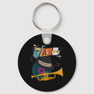 Retro Jazz Trumpets Funny Player Music Festival Ne Keychain