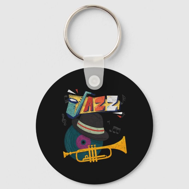 Retro Jazz Trumpets Funny Player Music Festival Ne Keychain (Front)