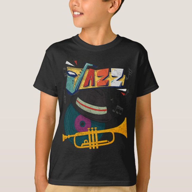 Retro Jazz Trumpets Funny Player Music Festival Ne T-Shirt (Front)