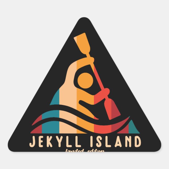 Retro Jekyll Island Kayaking Triangle Sticker (Front)
