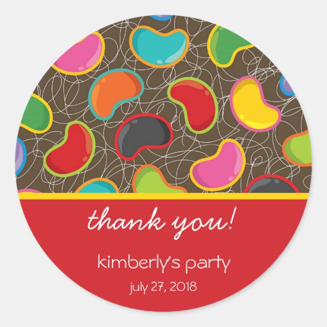 Retro Jellybean Pop Sweet Candy Whimsical Birthday Classic Round Sticker (Front)