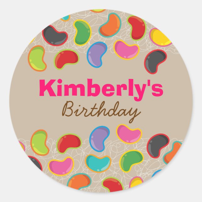 Retro Jellybeans Pop Candy Birthday Party Sticker (Front)
