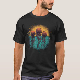 Retro Jellyfish Ocean Lovers Sea Creature Graphic  T-Shirt