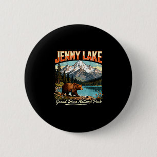 Retro jenny lake grand tetons national park hiking 2 inch round button