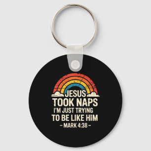 Retro Jesus Took Naps Mark Scripture Design Keychain