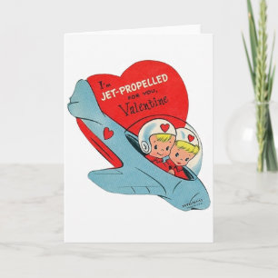 Retro Jet Propelled Pilot Valentine's Day Card