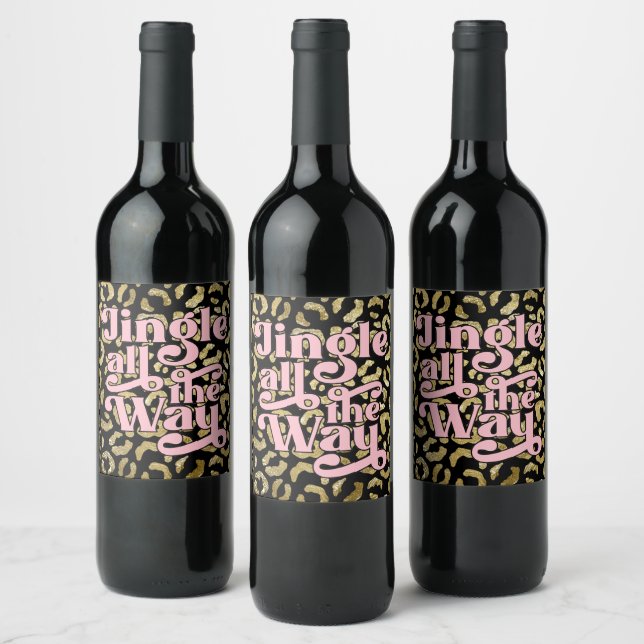 Retro Jingle All the Way Drink Label Animal Print (Bottles)