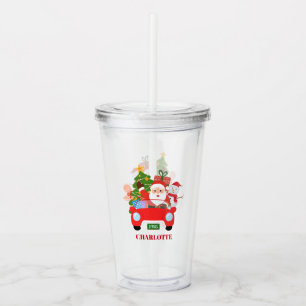 Retro Jingle And Mingle Christmas Santa Red Acrylic Tumbler