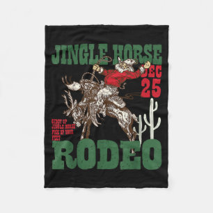 Retro Jingle Horse Rodeo Christmas Funny Western C Fleece Blanket