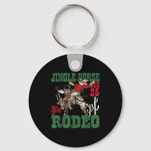 Retro Jingle Horse Rodeo Christmas Funny Western C Keychain