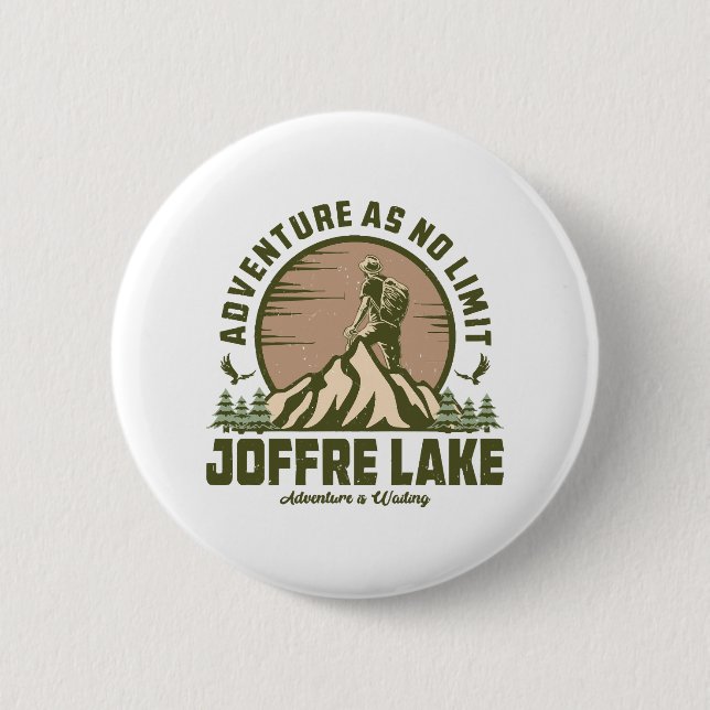 Retro Joffre Lake Hike 2 Inch Round Button (Front)