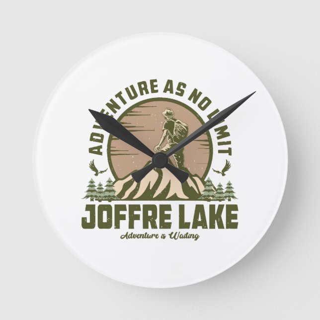 Retro Joffre Lake Hike Round Clock (Front)