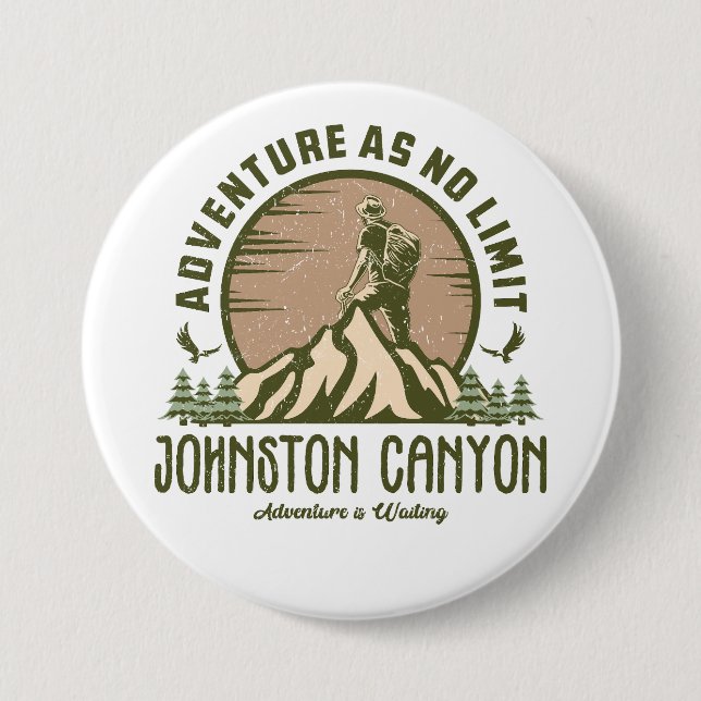 Retro Johnston Canyon Hike  3 Inch Round Button (Front)