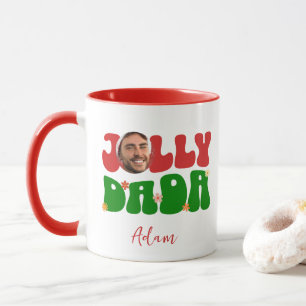 Retro Jolly Dada Custom Name & Photo Christmas Mug