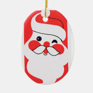 Retro Jolly Santa Claus Ceramic Ornament