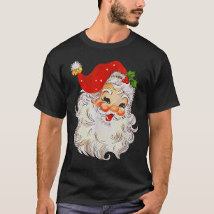 Retro Jolly Santa Claus Face Vintage St. Nick Chri T-Shirt