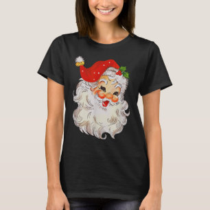 Retro Jolly Santa Claus Face Vintage St. Nick Chri T-Shirt