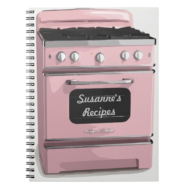 Rétro journal rose de livre de recette de fourneau (Devant)