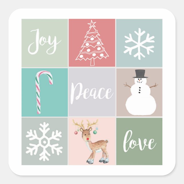 Retro Joy Christmas Illustrations Envelope Seals (Front)