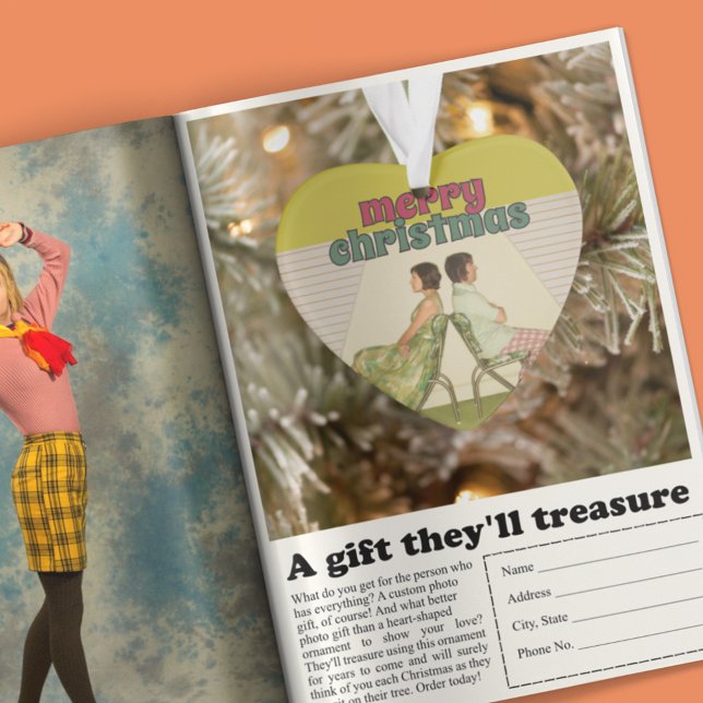 Retro Joyeux Noël en forme de coeur photo (Créateur téléchargé)